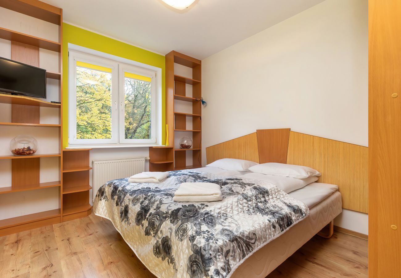 schlafzimmer, doppelbett, bettwäsche, kissen, kleiderschrank, fernseher, wohnung, inneres