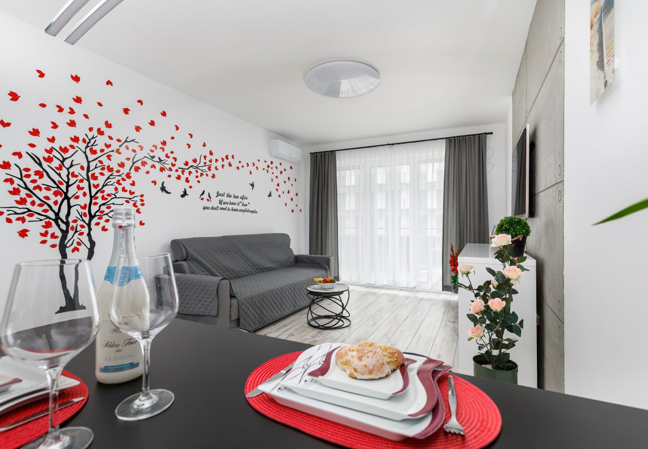 Ferienwohnung in Dziwnów - Spadochroniarzy 8A | Wifi, 1 Schlafzimmer, Balkon, Parkplatz, Schwimmbad & Spa, Dziwnow