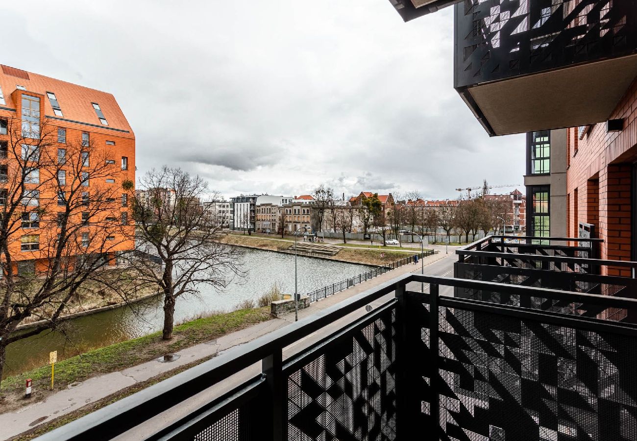 Studio in Gdańsk - Modernes Studio für zwei Personen mit Blick auf den Fluss 