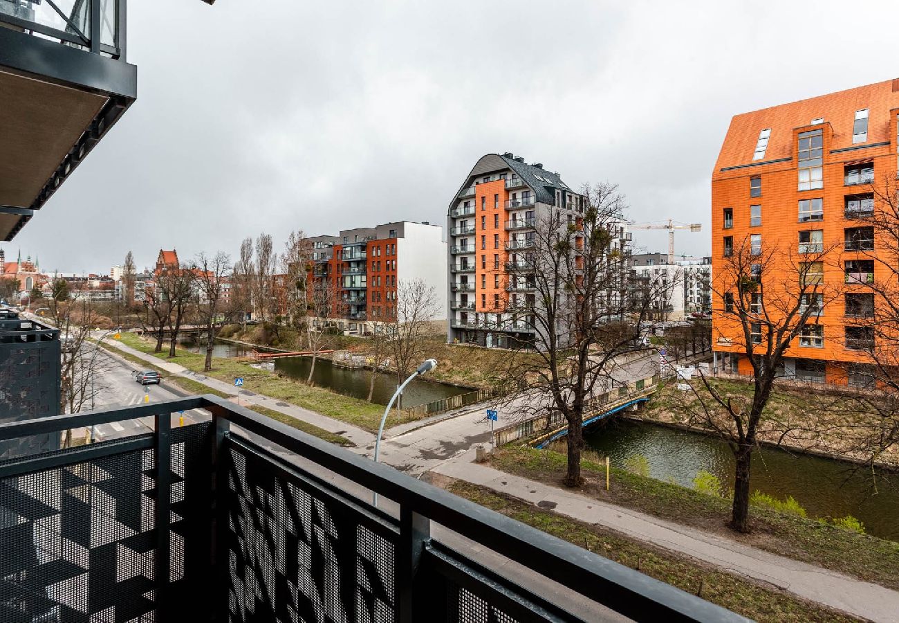 Studio in Gdańsk - Modernes Studio für zwei Personen mit Blick auf den Fluss 