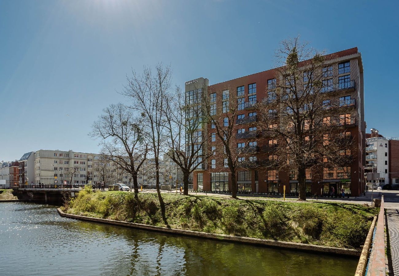 Studio in Gdańsk - Modernes Studio für zwei Personen mit Blick auf den Fluss 