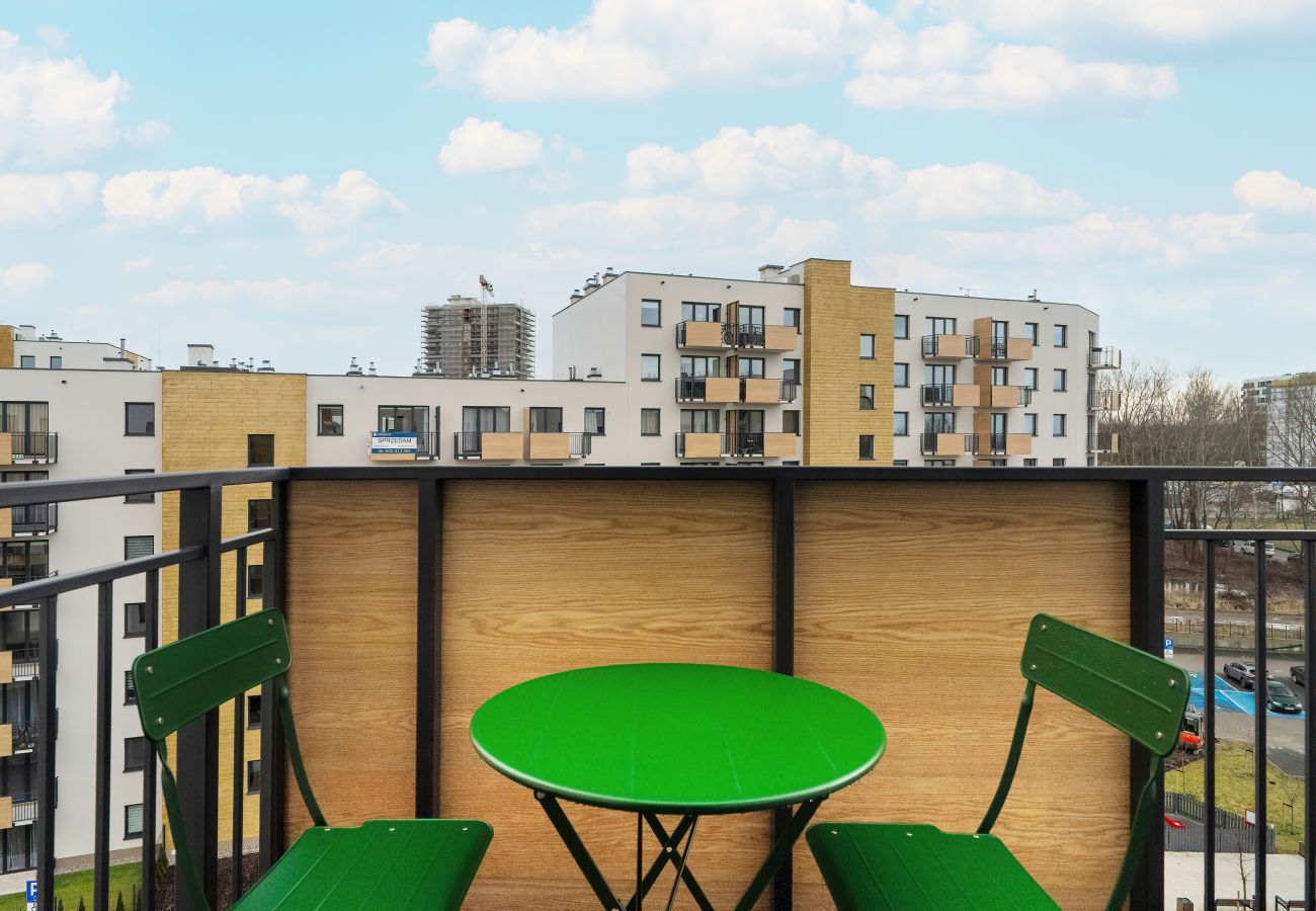 Ferienwohnung in Poznań - Wagrowska 12D | Ein-Schlafzimmer-Wohnung | Möblierter Balkon | Parkplatz | Poznań