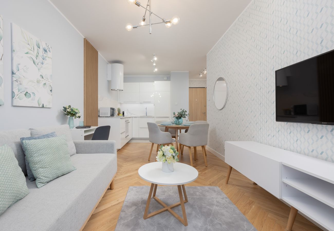 Ferienwohnung in Gdańsk - Grudziądzka 4B | Wifi, 1 Schlafzimmer, Balkon, Parkplatz, Fitnessstudio, Danzig