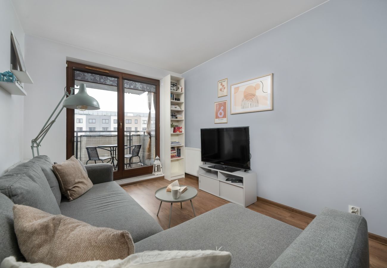 Ferienwohnung in Wrocław - Modernes Apartment mit Balkon in Wrocław | 4 Personen | Haustiere erlaubt | Smart TV | Geschlossener Innenhof mit Spielplatz