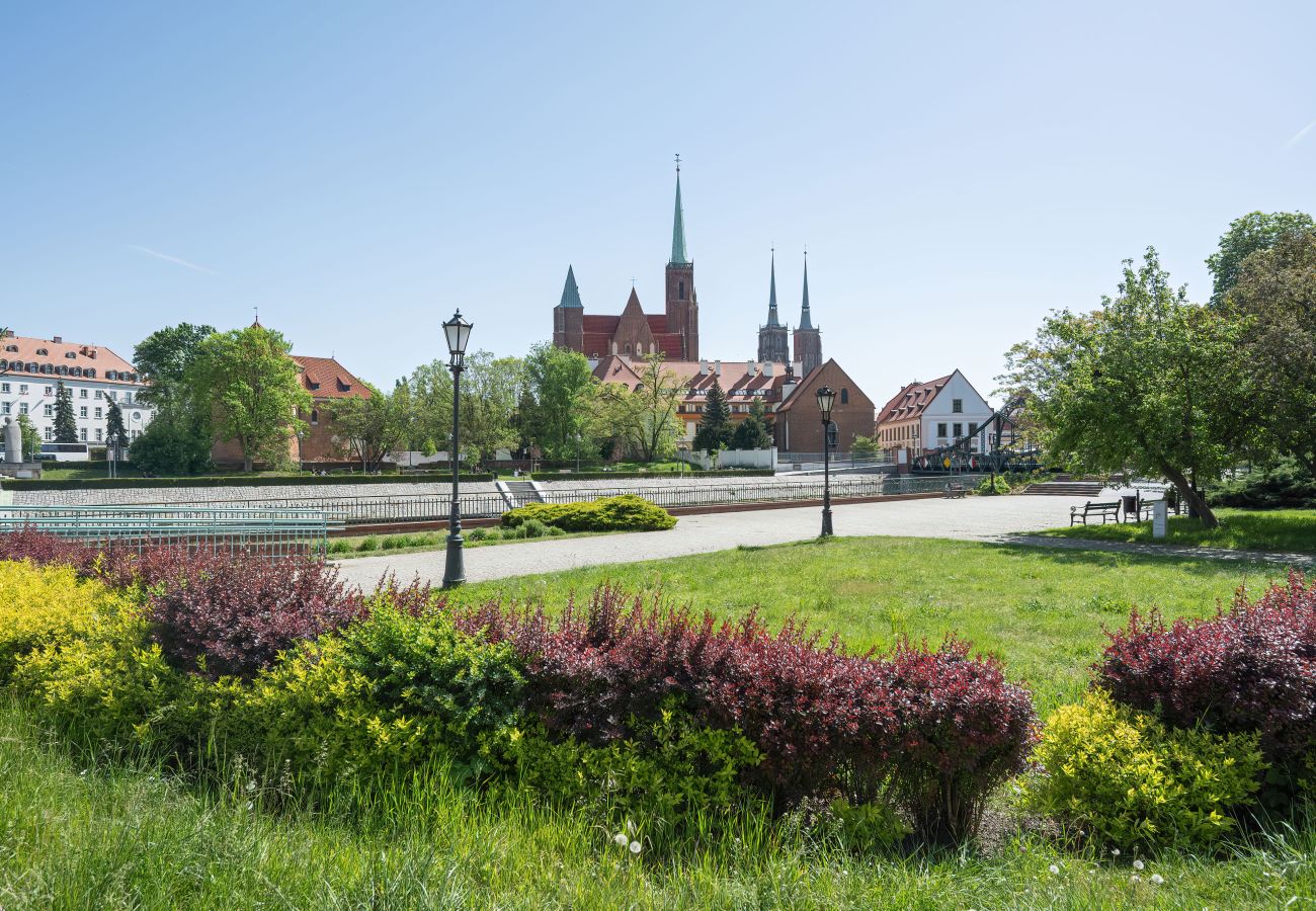 Ferienwohnung in Wrocław - Elegantes Apartment | Staromłyńska | Wyspa Piasek | Wrocław | In der Nähe von Wyspa Słodowa | Fernarbeit | Ein Schlafzimmer | Für 4 