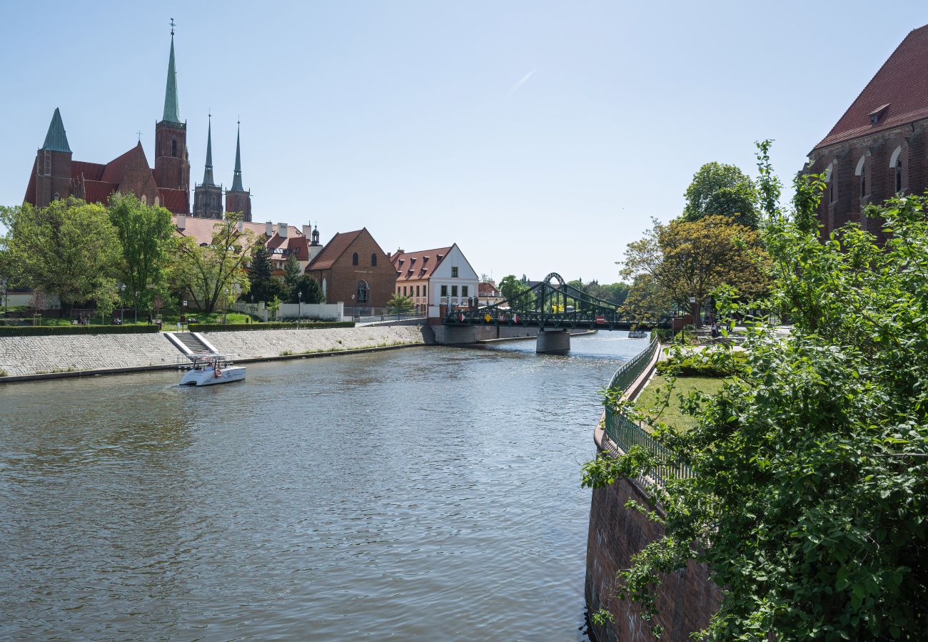 Ferienwohnung in Wrocław - Elegantes Apartment | Staromłyńska | Wyspa Piasek | Wrocław | In der Nähe von Wyspa Słodowa | Fernarbeit | Ein Schlafzimmer | Für 4 