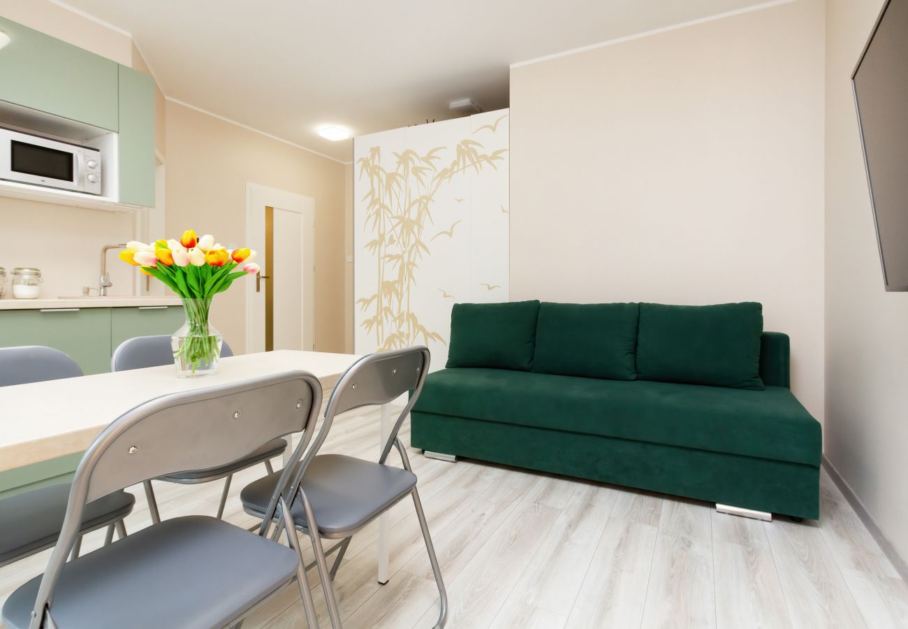 apartament, wynajem, salon, sofa, stół, krzesła, TV