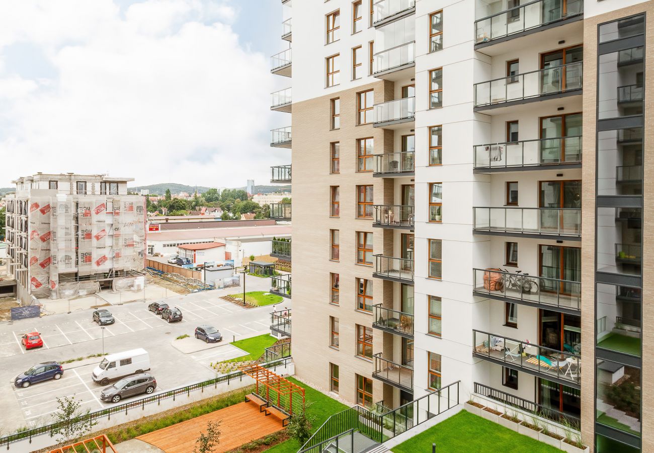 apartament, wynajem, balkon, widok, Grudziądzka, Gdańsk